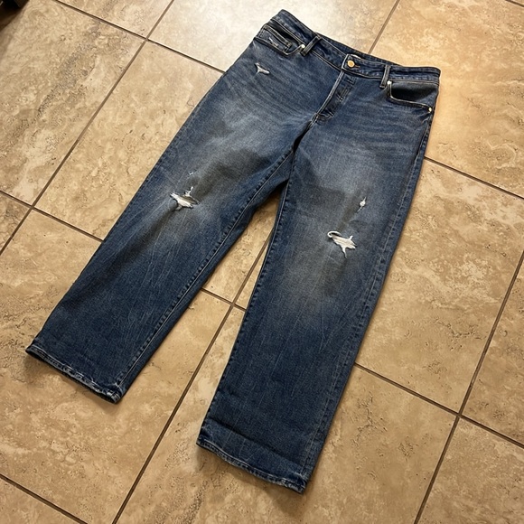 Express Low Rise Medium Wash Baggy Relaxed Straight Blue Jeans 10 Short 10S 10 S - Picture 6 of 16